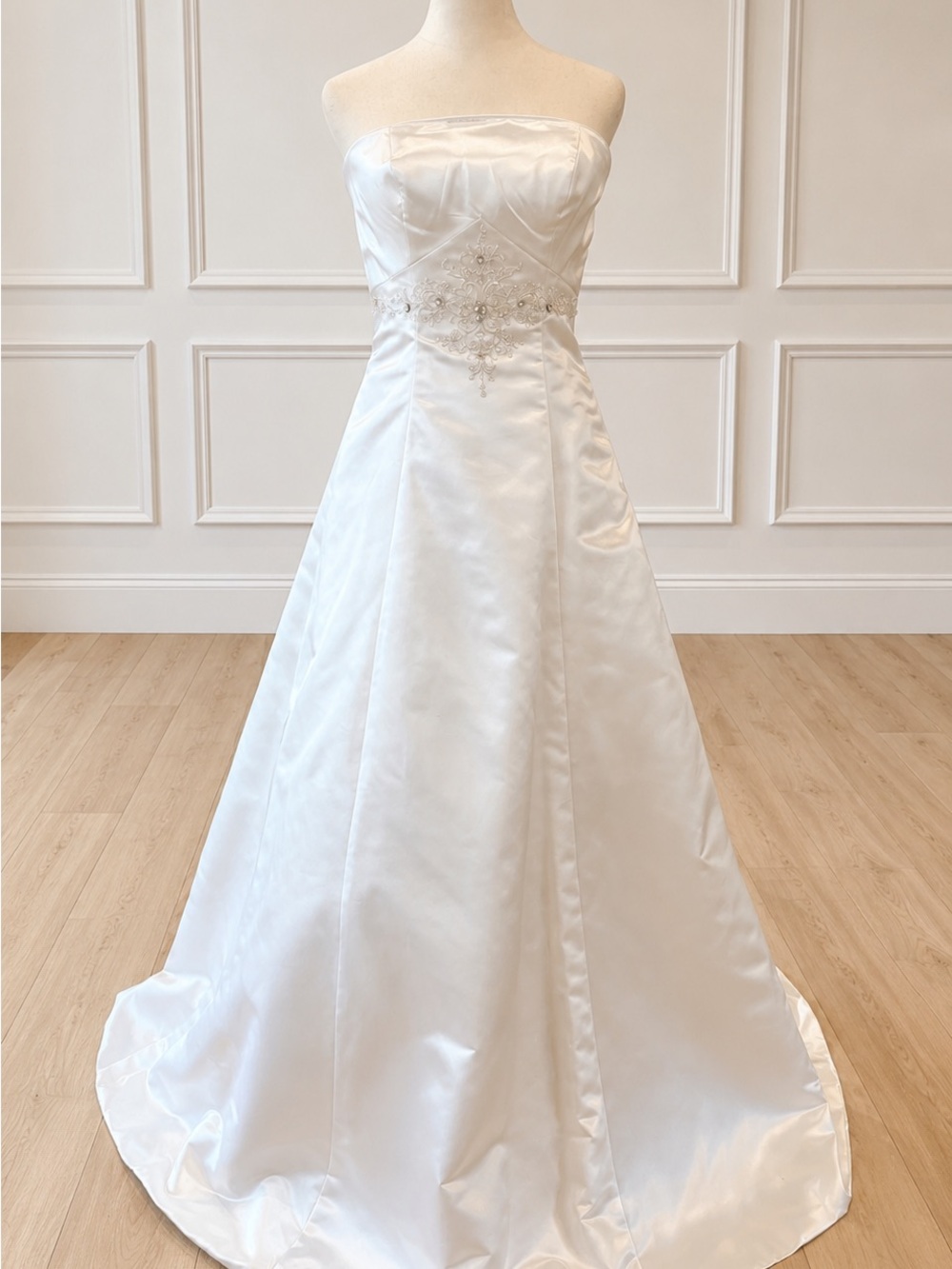 Strapless White Wedding Dress with Beaded Waist Detail